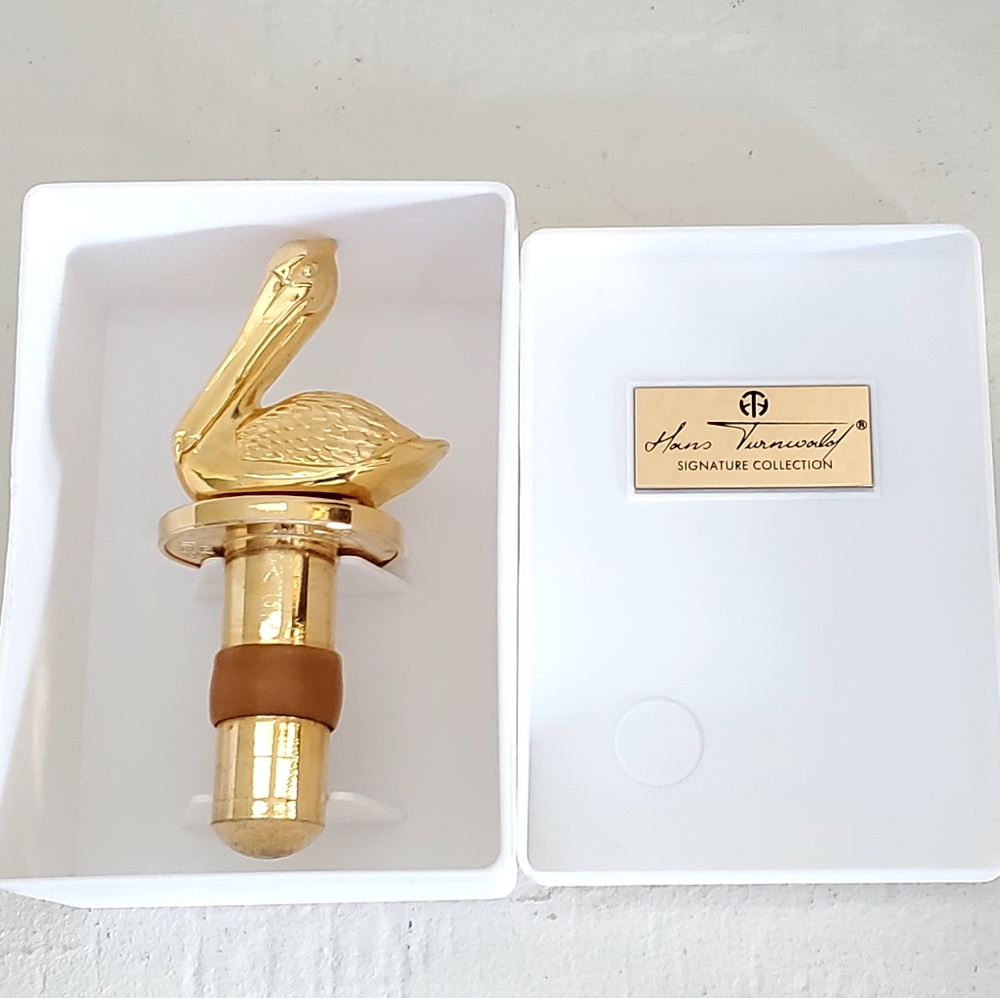 Hans Turnwald Signature Collection 24k Gold Plate Pelican Adj. Bottle Stopper